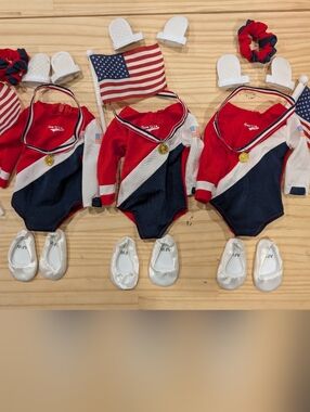 Team USA Olympic Gymnastics 18" American Girl Compatible Doll Clothing 3 Sets